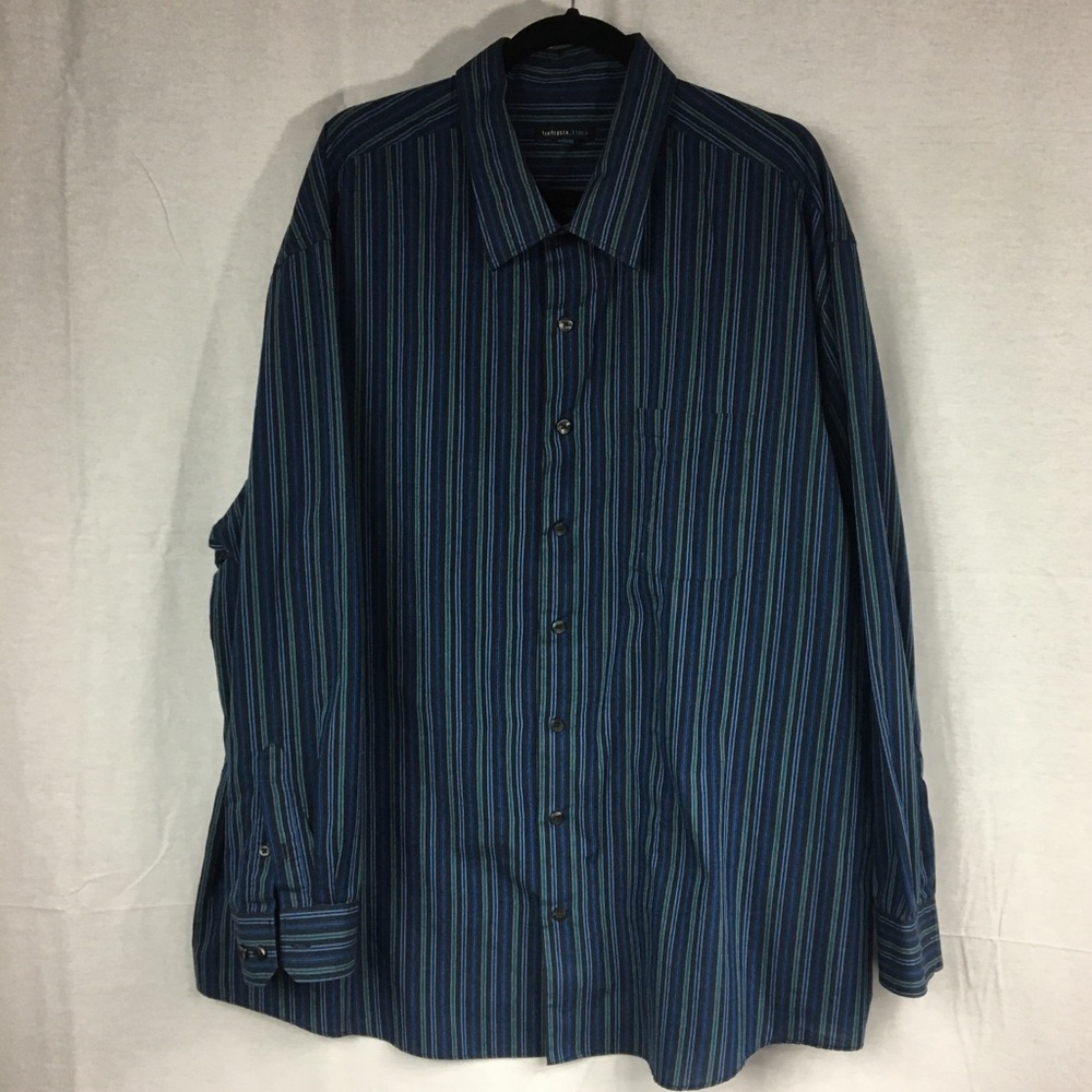 Van Heusen 3XL  20-20 1/2 long sleeve blue gray button front shirt cotton poly